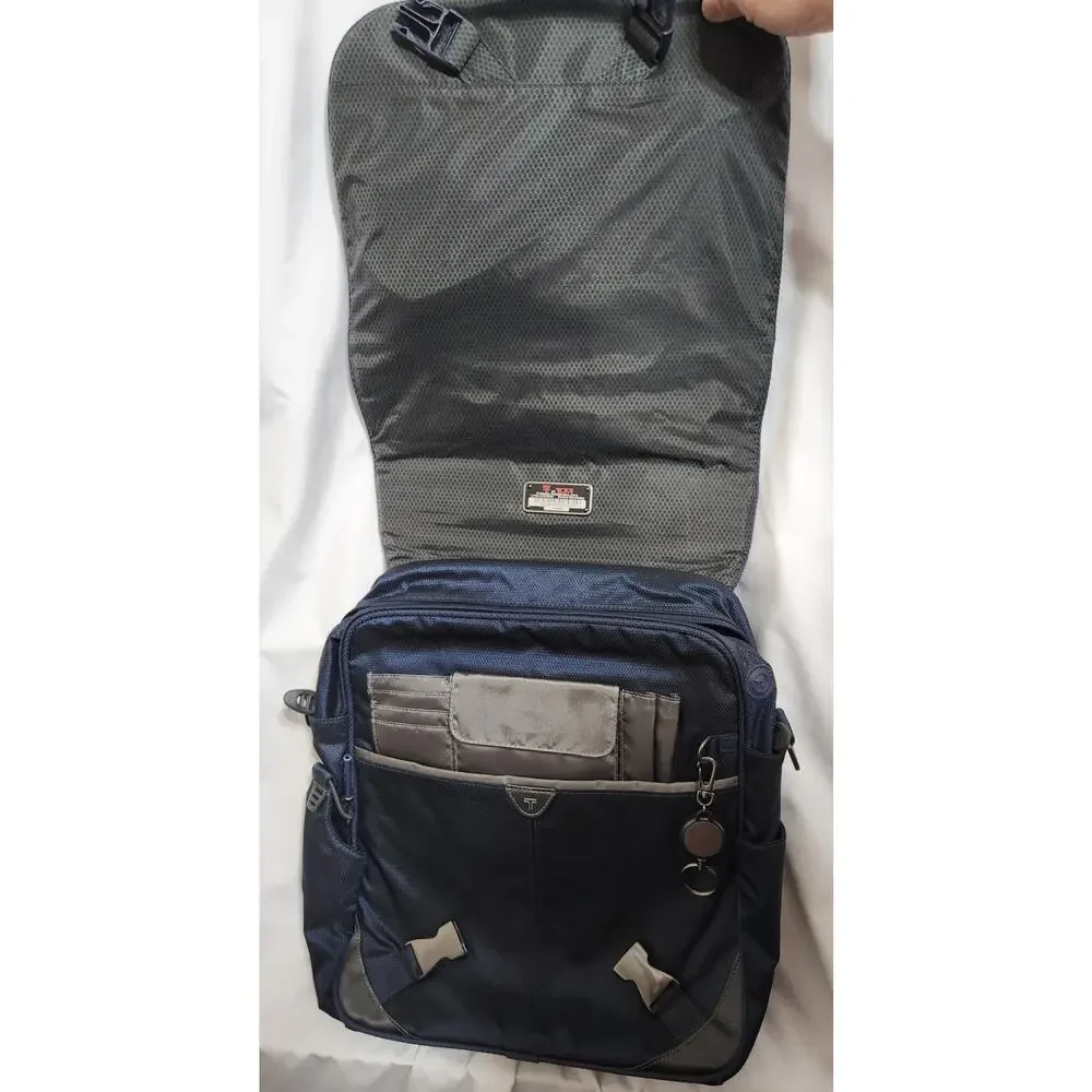 Tumi T-Tech 5589MB Blue Ballistic Nylon Messenger Backpack Bag Shoulder Bag 17
